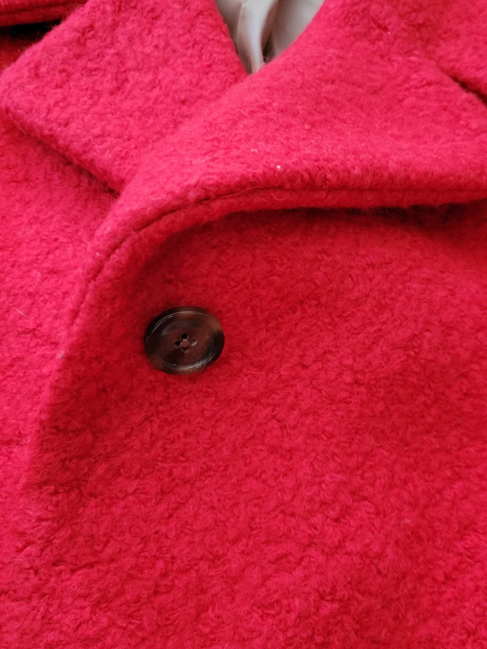 J. Crew Bright Coral Red Wool Pea Coat - Picture 3 of 3